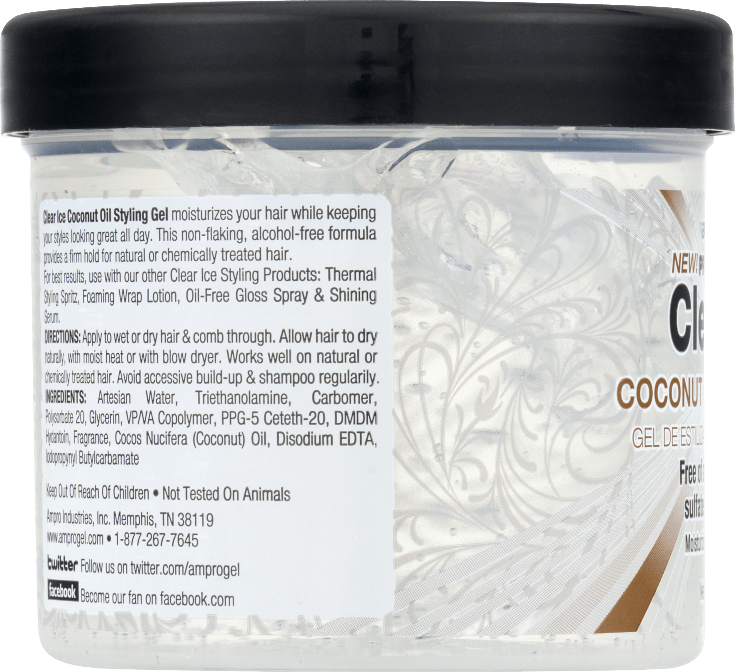 Ampro Pro Styl Clear Ice Coconut Oil Styling Gel 12oz