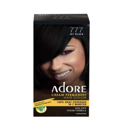 Adore 777 Jet Black Cream Permanent Hair Color Kit