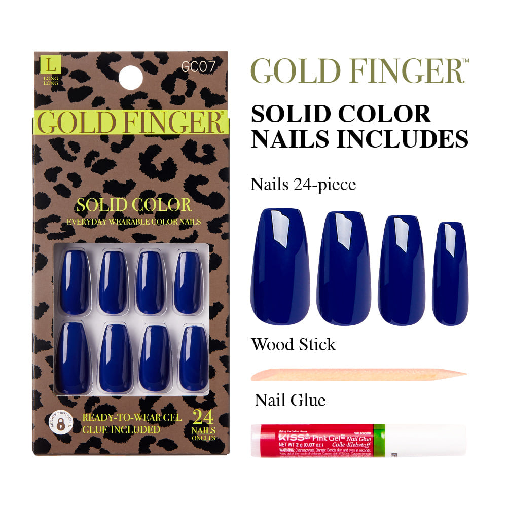 Goldfinger Solid Color Press on Nails-Rich Black GC07