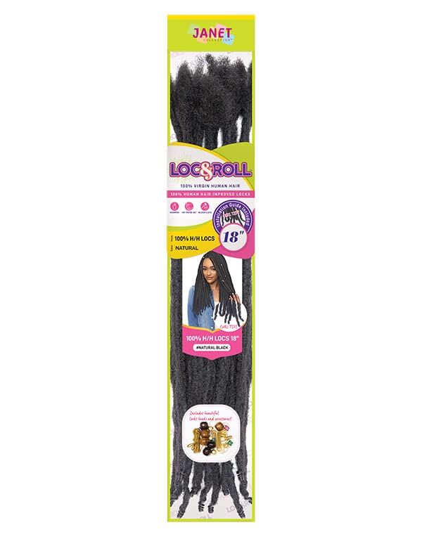 Janet Loc And Roll Human Hair Locs 12"  Color-Natural