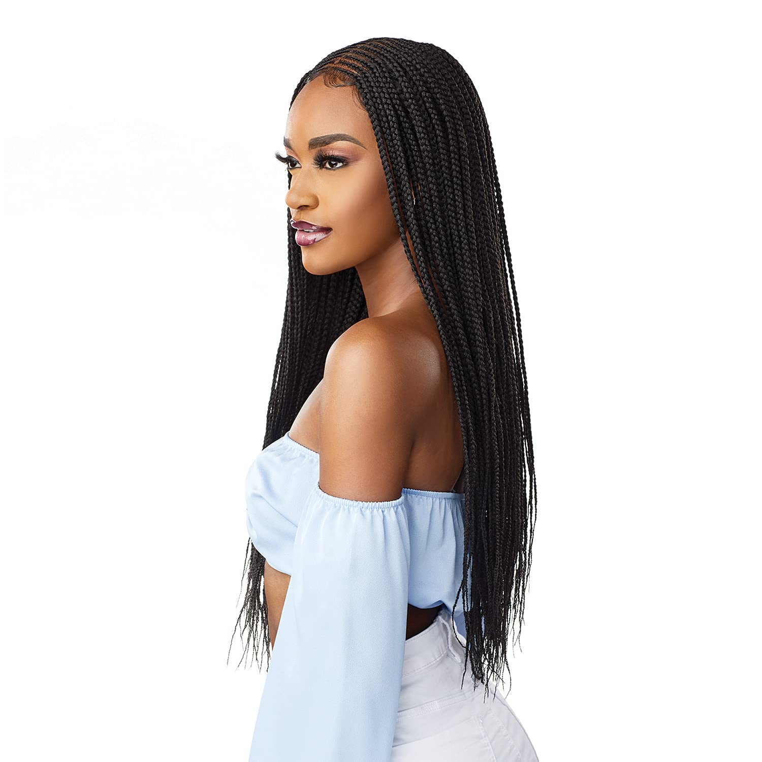 Cloud 9 Sensationnel Braided HD Swiss Lace Wig 4X5 Center Part Feed In 28" (1B)