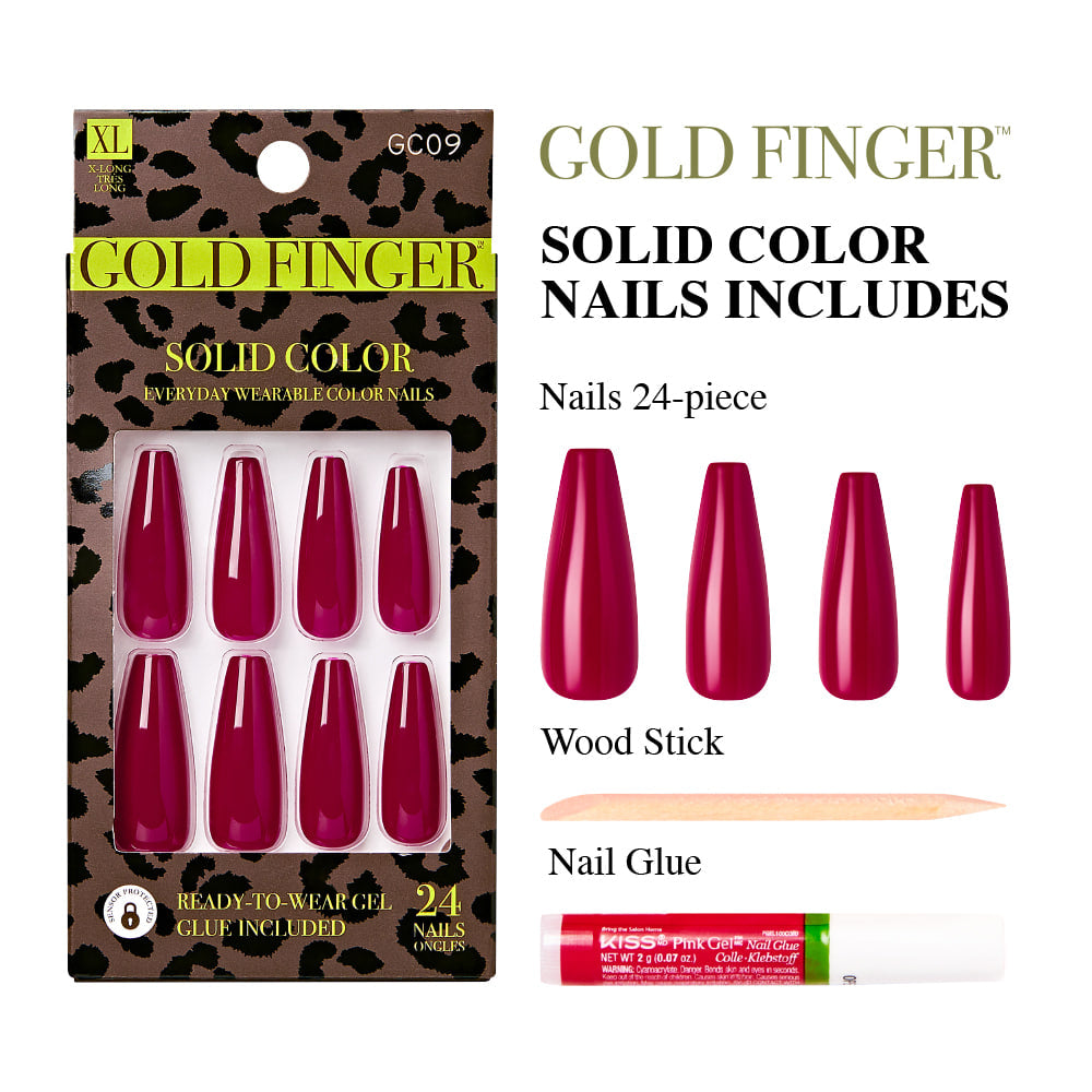 Goldfinger Solid Color Press on Nails-Brick Red GC09