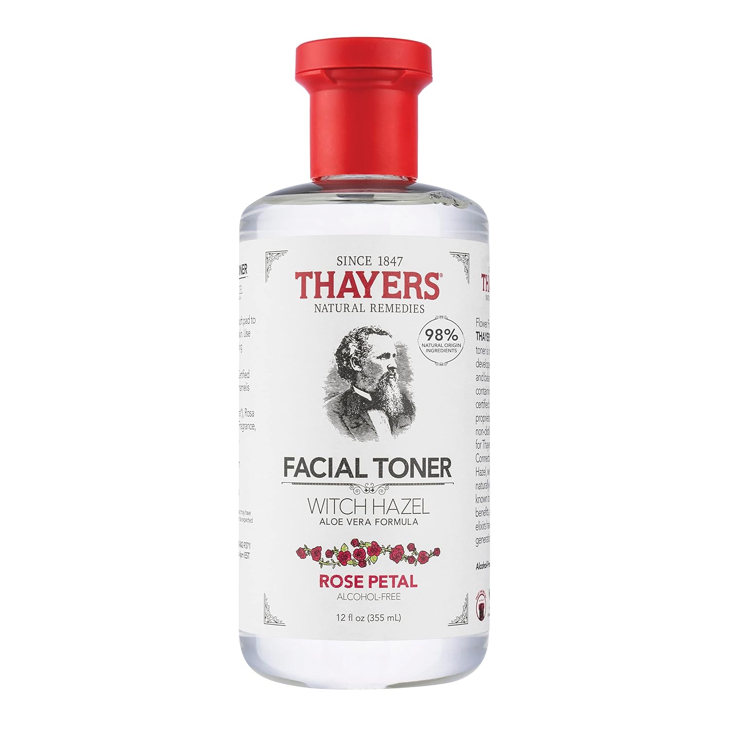 Thayers Facial Toner, Witch Hazel with Aloe Vera, Rose Petal, 12 Fl Oz