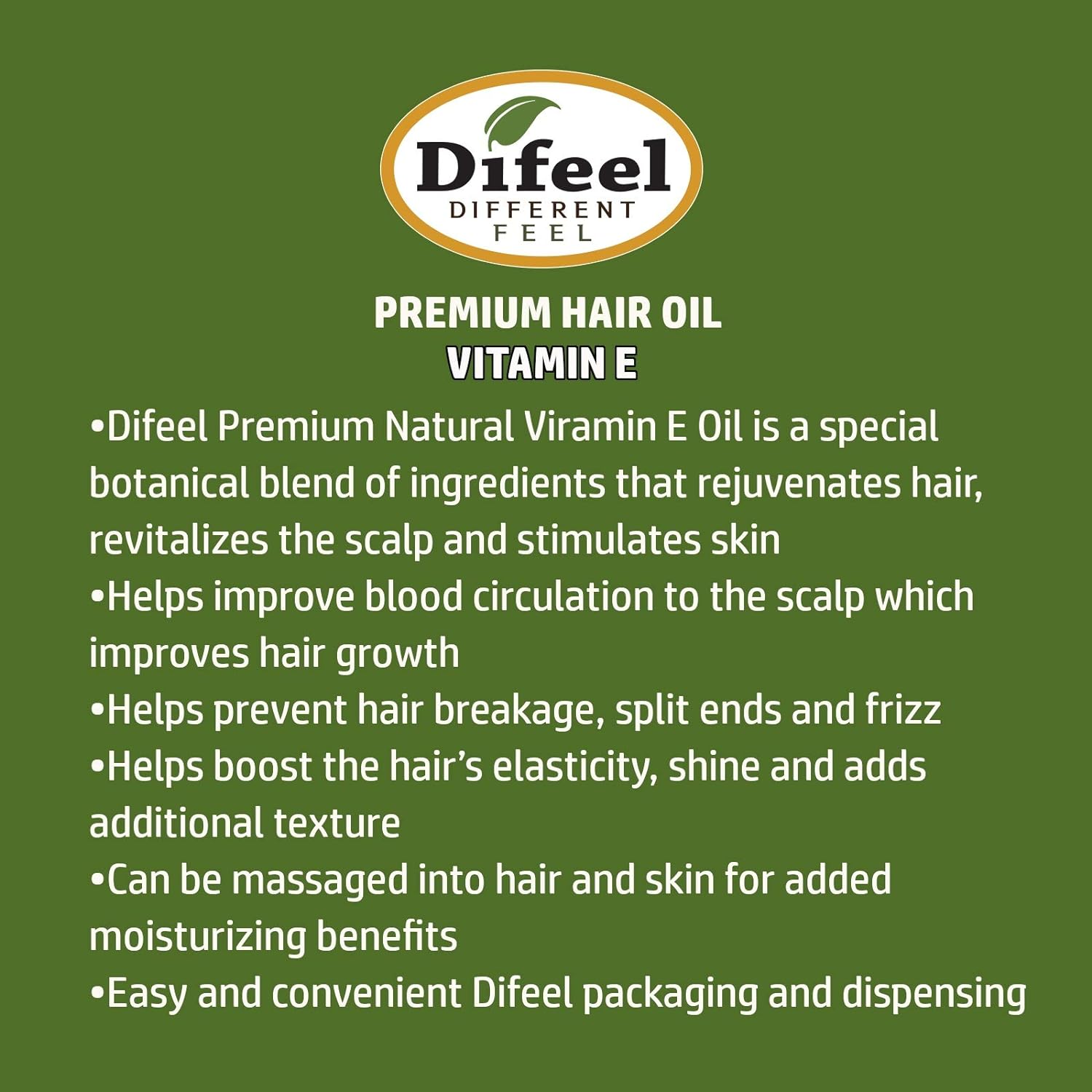 Difeel Premium Natural Hair Oil - Vitamin E Oil 2.5 oz