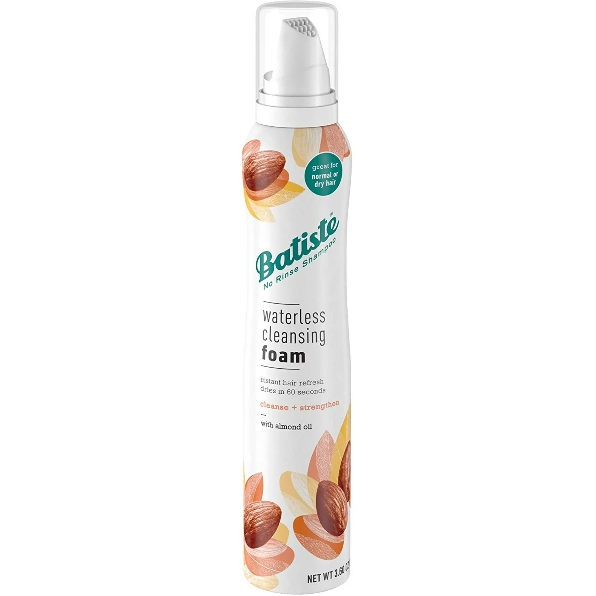 Batiste Waterless Cleansing Foam Cleanse and Strengthen with Almond Oil, 3.60 oz