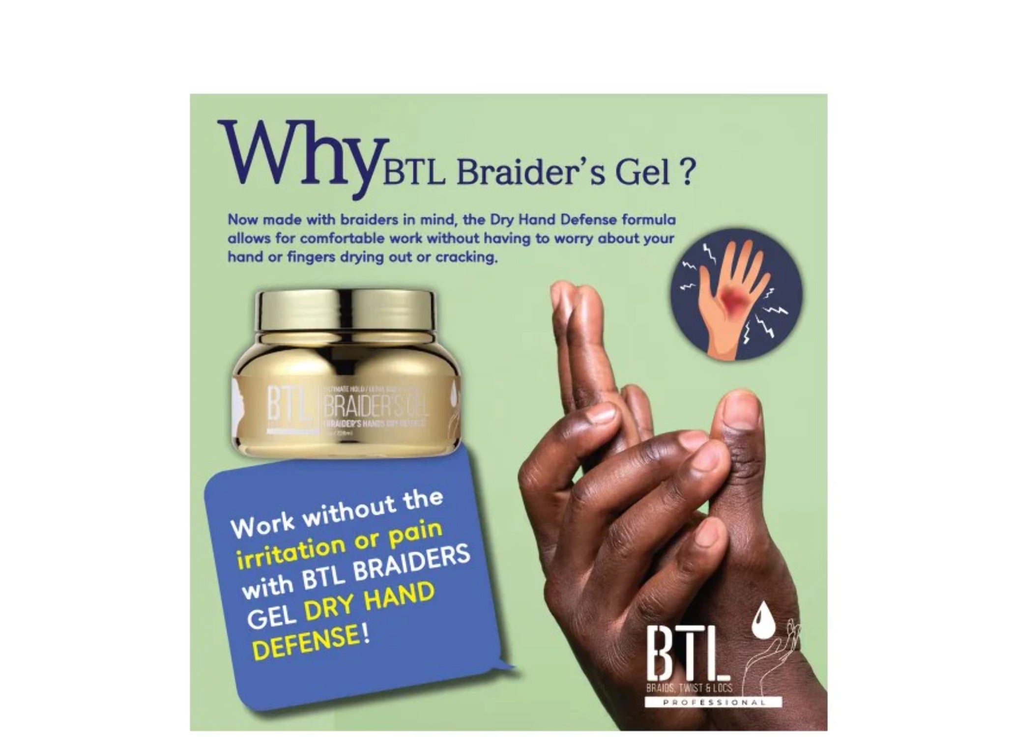 BTL Ultimate Performance Braiding Gel Braiders Hand Dry Defense 8 oz