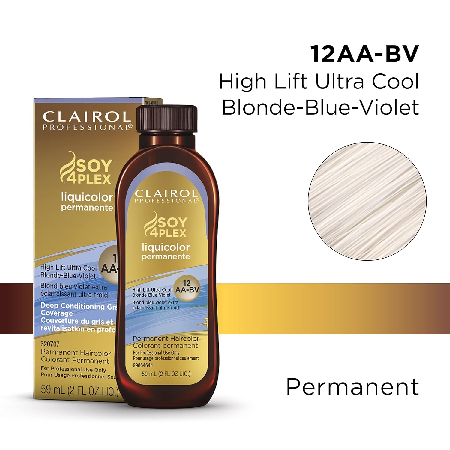 Clairol Soy 4 Plex 12 AA-BV High Lift Ultra Cool Blonde Blue Violet 2oz