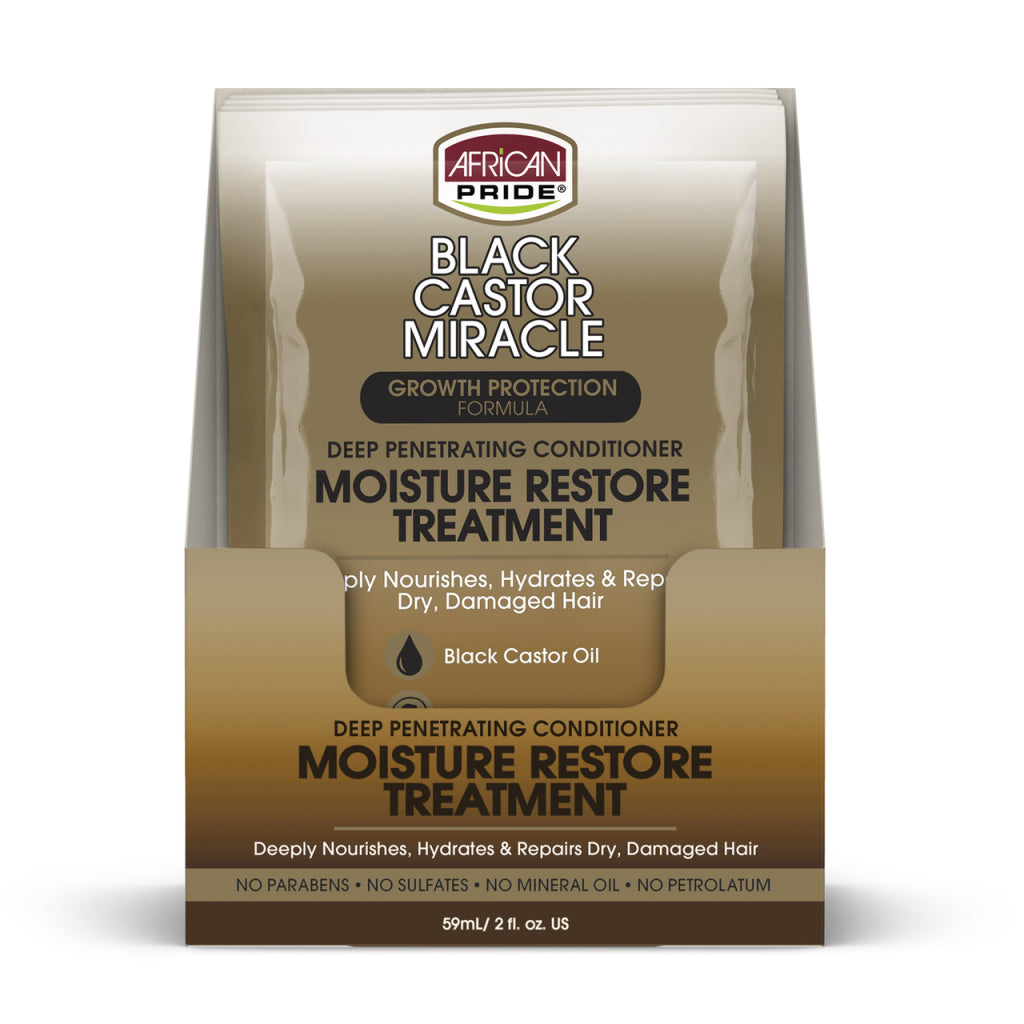 African Pride Black Castor Miracle Deep Penetrating Conditioner Moisture Restore Treatment 2 OZ