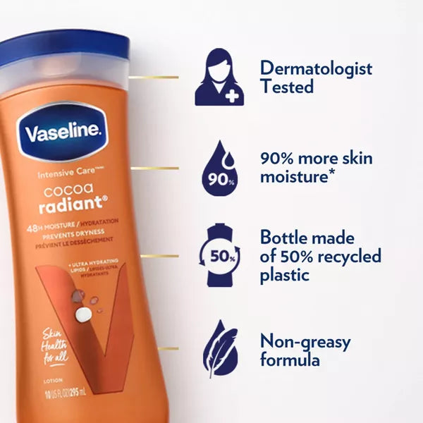 Vaseline Intensive Care Moisturizing Body Lotion with Cocoa Butter 10oz