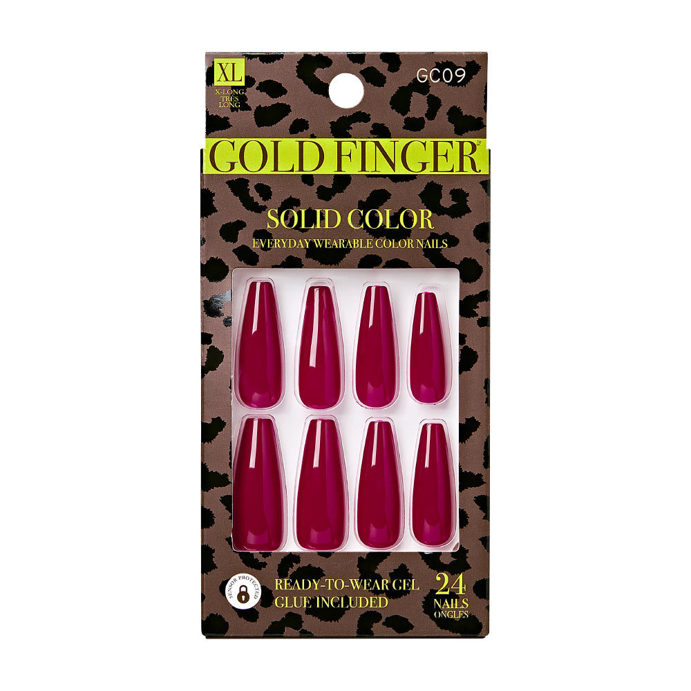 Goldfinger Solid Color Press on Nails-Brick Red GC09