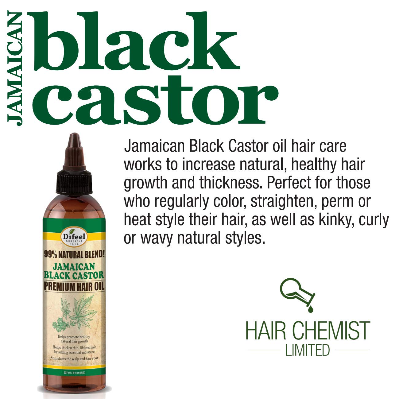 Difeel Jamaican Black Castor Premium Hair Oil 8 oz