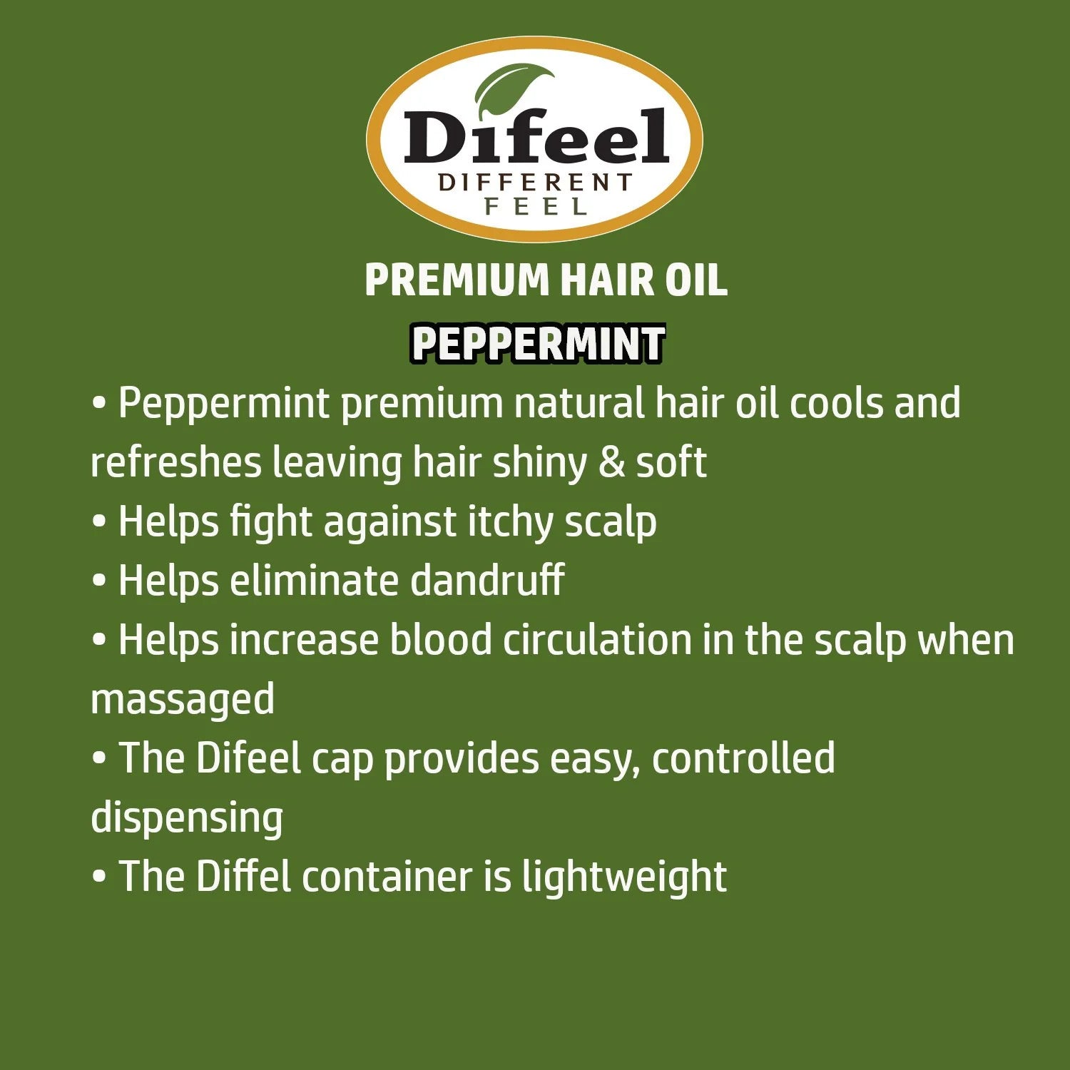 Difeel Premium Natural Hair Oil - Peppermint Oil 2.5 oz