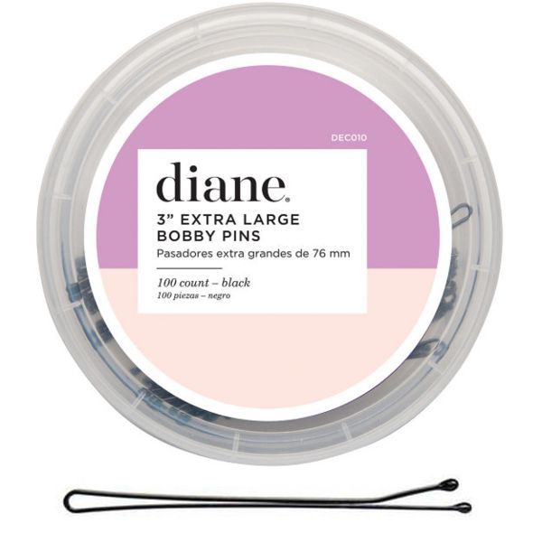 Diane Extra Large Bobby Pins 3" Black - 100 Count