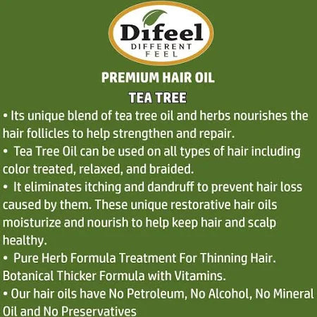 Difeel Premium Natural Hair Oil - Tea Tree Oil 2.5 oz